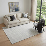 5' X 8' Silver And Ivory Striped Washable Area Rug With UV Protection