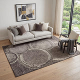 5' X 8' Chocolate And Beige Woodland Lodge Washable Area Rug With UV Protection