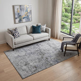 5' X 8' Gray And Silver Abstract Washable Area Rug With UV Protection