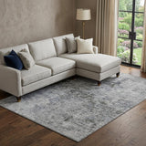 8' X 10' Gray And Silver Abstract Washable Area Rug With UV Protection