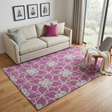 5' X 8' Blush Ivory And Beige Geometric Washable Area Rug With UV Protection