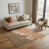 5' X 8' Rust Beige And Brown Abstract Washable Area Rug With UV Protection