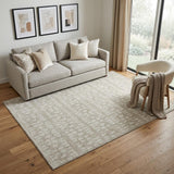 5' X 8' Beige And Ivory Geometric Washable Area Rug With UV Protection
