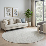 8' Ivory And Beige Geometric Washable Round Rug With UV Protection