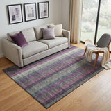 5' X 8' Plum Sage And Gray Plaid Washable Area Rug With UV Protection