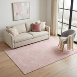 5' X 8' Pink And Ivory Geometric Washable Area Rug With UV Protection