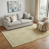 5' X 8' Wheat And Ivory Geometric Washable Area Rug With UV Protection