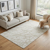 5' X 8' Ivory And Beige Abstract Washable Area Rug With UV Protection