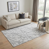 5' X 8' Silver And Gray Abstract Washable Area Rug With UV Protection