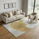 5' X 8' Gold And Ivory Abstract Washable Area Rug With UV Protection