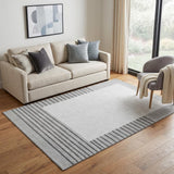 5' X 8' Gray Silver And Charcoal Striped Washable Area Rug With UV Protection
