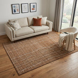 5' X 8' Rust Ivory And Gray Striped Washable Area Rug With UV Protection