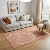 5' X 8' Salmon And Ivory Abstract Washable Area Rug With UV Protection