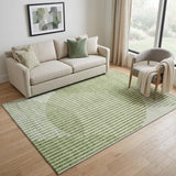 5' X 8' Green Ivory And Gray Geometric Washable Area Rug With UV Protection