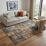 5' X 8' Charcoal Copper And Gray Abstract Washable Area Rug With UV Protection