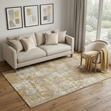 5' X 8' Gold Taupe And Beige Abstract Washable Area Rug With UV Protection