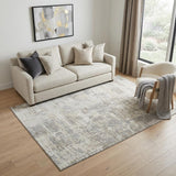 5' X 8' Ivory And Gray Abstract Washable Area Rug With UV Protection