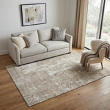 5' X 8' Taupe Beige And Ivory Abstract Washable Area Rug With UV Protection