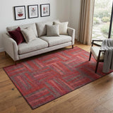 5' X 8' Red And Burgundy Geometric Washable Area Rug With UV Protection