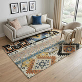 5' X 8' Black Copper And Gold Southwestern Washable Area Rug With UV Protection