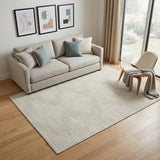 5' X 8' Beige And Ivory Geometric Washable Area Rug With UV Protection