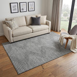 5' X 8' Charcoal And Silver Geometric Washable Area Rug With UV Protection