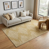 5' X 8' Gold And Ivory Geometric Washable Area Rug With UV Protection