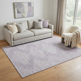5' X 8' Lavender And Ivory Geometric Washable Area Rug With UV Protection