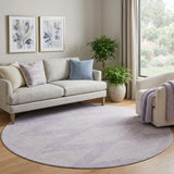 8' Lavender And Ivory Geometric Washable Round Rug With UV Protection