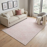 5' X 8' Pink And Ivory Geometric Washable Area Rug With UV Protection