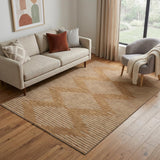 5' X 8' Rust And Beige Geometric Washable Area Rug With UV Protection