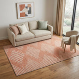 5' X 8' Salmon And Ivory Geometric Washable Area Rug With UV Protection