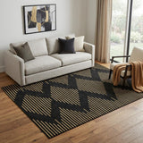 5' X 8' Black And Gold Geometric Washable Area Rug With UV Protection