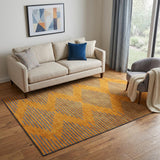 5' X 8' Orange And Navy Blue Geometric Washable Area Rug With UV Protection