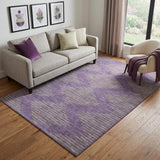 5' X 8' Purple And Lime Green Geometric Washable Area Rug With UV Protection