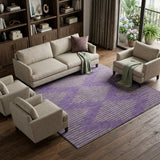 8' X 10' Purple And Lime Green Geometric Washable Area Rug With UV Protection