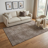 5' X 8' Brown And Taupe Abstract Washable Area Rug With UV Protection