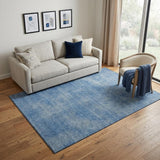 5' X 8' Blue And Gray Abstract Washable Area Rug With UV Protection