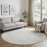 8' Ivory And Beige Abstract Washable Round Rug With UV Protection