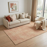 5' X 8' Peach And Salmon Abstract Washable Area Rug With UV Protection