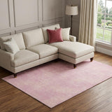 8' X 10' Pink And Blush Abstract Washable Area Rug With UV Protection