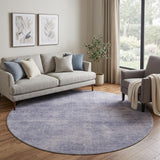 8' Purple And Lavender Abstract Washable Round Rug With UV Protection