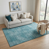5' X 8' Teal And Aqua Abstract Washable Area Rug With UV Protection
