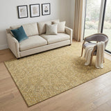 5' X 8' Gold Ivory And Gray Polka Dot Washable Area Rug With UV Protection