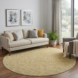 8' Gold Ivory And Gray Polka Dot Washable Round Rug With UV Protection