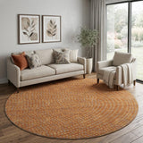 8' Rust Copper And Gray Polka Dot Washable Round Rug With UV Protection