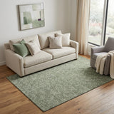 5' X 8' Sage Ivory And Taupe Polka Dot Washable Area Rug With UV Protection