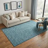 5' X 8' Teal And Ivory Polka Dot Washable Area Rug With UV Protection