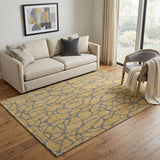 5' X 8' Gold And Gray Geometric Washable Area Rug With UV Protection