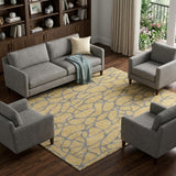 8' X 10' Gold And Gray Geometric Washable Area Rug With UV Protection